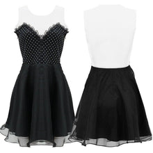elegant woman sexy a line black deep v neck backless dress mini short tulle dress to party J4U66
