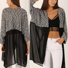 Bat Sleeved Long Casual Coat Cardigan Knitted Patchwork Shirt J4U66