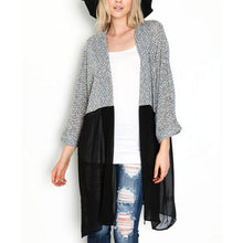 Bat Sleeved Long Casual Coat Cardigan Knitted Patchwork Shirt J4U66