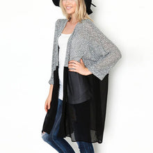 Bat Sleeved Long Casual Coat Cardigan Knitted Patchwork Shirt J4U66