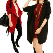 korean jacket elegant women lady long sleeve lapel loose coat jacket windbreaker jawbreaker J4U66