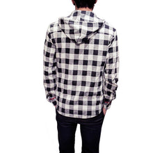 Men Boy Shirts Long Sleeve Cotton Plus Size Hooded Plaid Linen Blouse M-5XL Y3 J4U66
