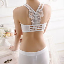 women bra spaghetti straps stretch brassiere push up bras back butterfly patern hollow tops seamless padded vest J4U66