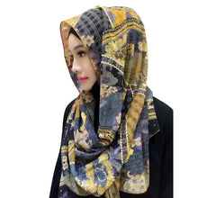 women chiffon arab muslim headwear print head cover hijab islamic scarf boho shawl headscarf J4U66