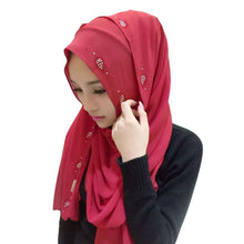 New Women Chiffon Long Pearl Muslim Headscarf Islamic Hiajb Wrap Shawl Headwear J4U66