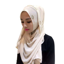 New Women Chiffon Long Pearl Muslim Headscarf Islamic Hiajb Wrap Shawl Headwear J4U66