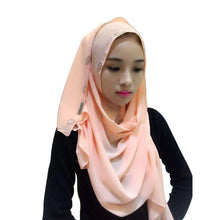 New Women Chiffon Long Pearl Muslim Headscarf Islamic Hiajb Wrap Shawl Headwear J4U66