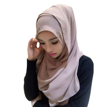New Women Chiffon Long Pearl Muslim Headscarf Islamic Hiajb Wrap Shawl Headwear J4U66