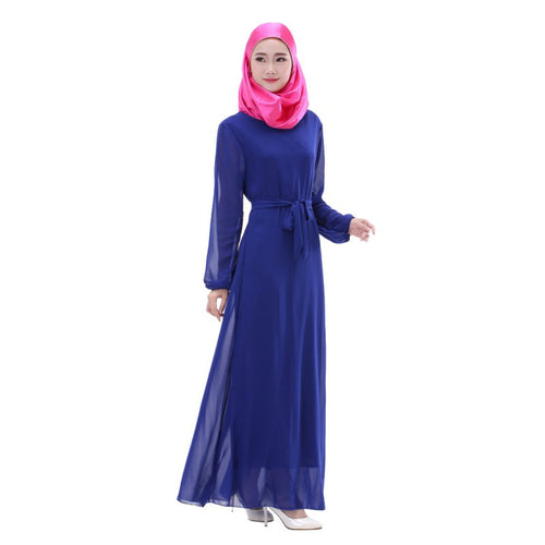 Chiffon Long Sleeve LKaftan Abaya Jilbab Islamic Muslim Cocktail ong Dress J4U66