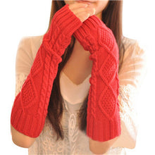 women knitted crochet long fingerless elbow gloves mitten warm gloves J4U66