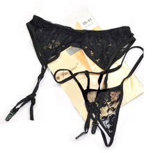 women lace sexy thongs lingerie garter belt stocking suspender with g-string nightwear J4U66