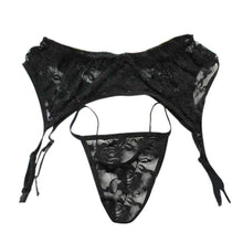 Lace Sexy Thongs Lingerie Garter Belt Stocking Suspender with G-string Nightwear J4U66