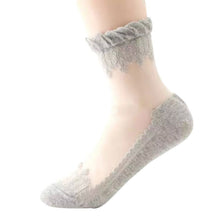 Lace Socks Ultrathin Transparent Beautiful Crystal Elastic Short Solid Color Sock For Lady Y02 J4U66