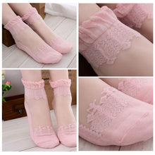 Lace Socks Ultrathin Transparent Beautiful Crystal Elastic Short Solid Color Sock For Lady Y02 J4U66