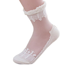 Lace Socks Ultrathin Transparent Beautiful Crystal Elastic Short Solid Color Sock For Lady Y02 J4U66