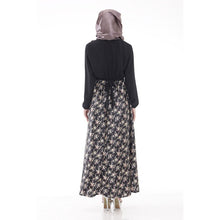 Long Sleeve Full Length Muslim Kaftan Islamic Floral Maxi Dress Arab Jilbab Wear J4U66