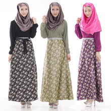 women long sleeve full length muslim kaftan islamic floral maxi dress arab jilbab wear J4U66