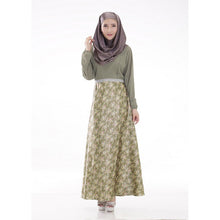 Long Sleeve Full Length Muslim Kaftan Islamic Floral Maxi Dress Arab Jilbab Wear J4U66
