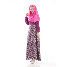 women long sleeve full length muslim kaftan islamic floral maxi dress arab jilbab wear J4U66