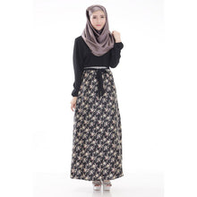 Long Sleeve Full Length Muslim Kaftan Islamic Floral Maxi Dress Arab Jilbab Wear J4U66