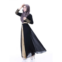 Muslim Cuff Lace Embroidered Long Dress Abaya Islamic Chiffon Maxi Dress J4U66