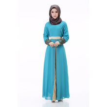 Muslim Cuff Lace Embroidered Long Dress Abaya Islamic Chiffon Maxi Dress J4U66