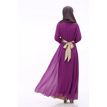 Muslim Cuff Lace Embroidered Long Dress Abaya Islamic Chiffon Maxi Dress J4U66