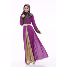 Muslim Cuff Lace Embroidered Long Dress Abaya Islamic Chiffon Maxi Dress J4U66