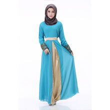 women muslim cuff lace embroidered long dress abaya islamic chiffon maxi dress J4U66