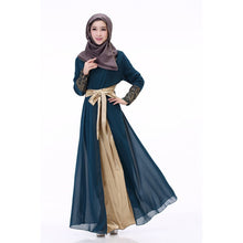 women muslim cuff lace embroidered long dress abaya islamic chiffon maxi dress J4U66