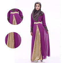 women muslim cuff lace embroidered long dress abaya islamic chiffon maxi dress J4U66