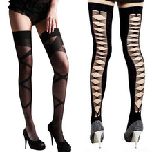 New Women Sexy Hollow Long Stockings Black Knee High Thigh Stay Up Tights Stockings J4U66