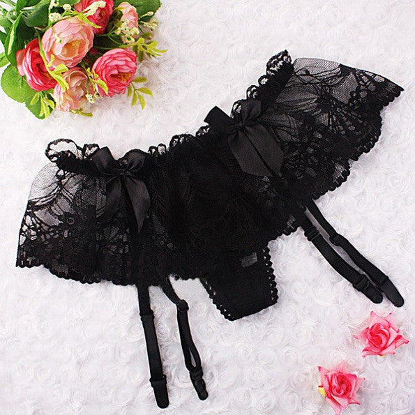 Sexy Lace Suspender Garter Belt Matching G-String Thong Set Stocking Stylist J4U66