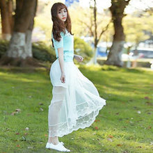 women sexy long lace skirts section skirt jupe tulle black and white short skirt J4U66