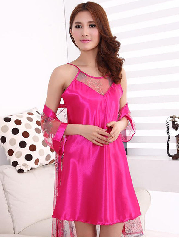 women sexy nightwear suit lingerie nightgown pajama sets silk robes for women J4U66