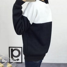 women v letter pullover sweatshirt black and white spell color patchwork hoodies tracksuit J4U66