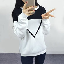 women v letter pullover sweatshirt black and white spell color patchwork hoodies tracksuit J4U66