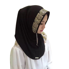 New Women Vintage Muslim Golden Fringe Embroidery Floral Caps Hijab Islamic Full Cover Scarf Hats Y03 J4U66