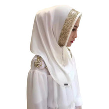 New Women Vintage Muslim Golden Fringe Embroidery Floral Caps Hijab Islamic Full Cover Scarf Hats Y03 J4U66
