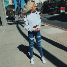 New Womens Long Sleeve Casual Ripped Crop Top Hoodie Sweatshirt ShortJumper Pullover Tops Y09 J4U66