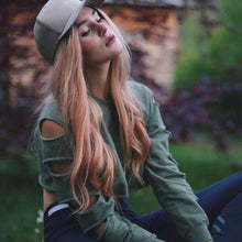 New Womens Long Sleeve Casual Ripped Crop Top Hoodie Sweatshirt ShortJumper Pullover Tops Y09 J4U66