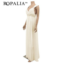 elegant women chiffon sequin fishtail v neck sleeveless tank formal long maxi dress J4U66