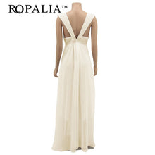 elegant women chiffon sequin fishtail v neck sleeveless tank formal long maxi dress J4U66