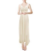 elegant women chiffon sequin fishtail v neck sleeveless tank formal long maxi dress J4U66