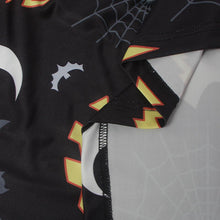 Elegant Bat And Moon Polyester Print Dress With Full Sleeve And O-neck For Halloween J4U66