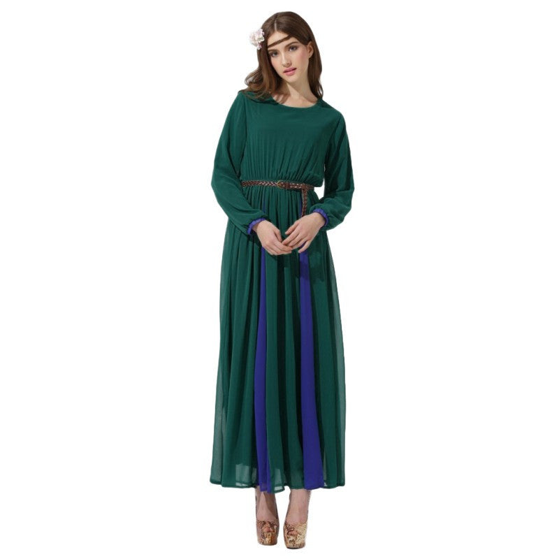 elegant women long chiffon dress vintage kaftan jilbab islamic muslim abaya cocktail party J4U66