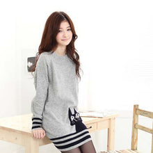 elegant women long sleeve sweatercute cat pattern o neck knitted pullover tops knitwear J4U66