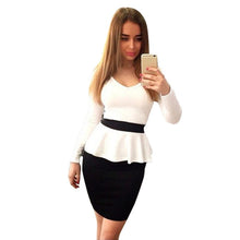 sexy women v neck peplum wear to work casual party bodycon sheath dress J4U66
