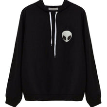 women long sleeve casual wear pullovers soft clothing alien print hooded sweatshirt J4U66