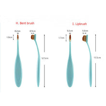 pink green 10pcs tooth brush shape oval makeup brush set multipurpose foundation powder brush kit J4U66